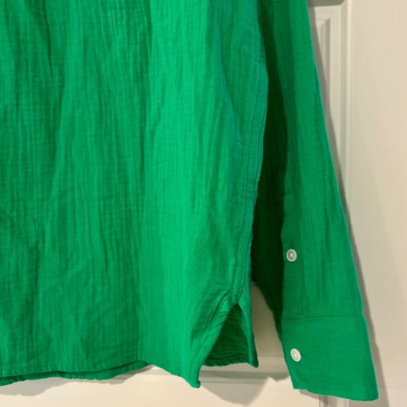 JCREW Factory Women's Green Gauze button-up shirt Size L - Picture 5 of 9